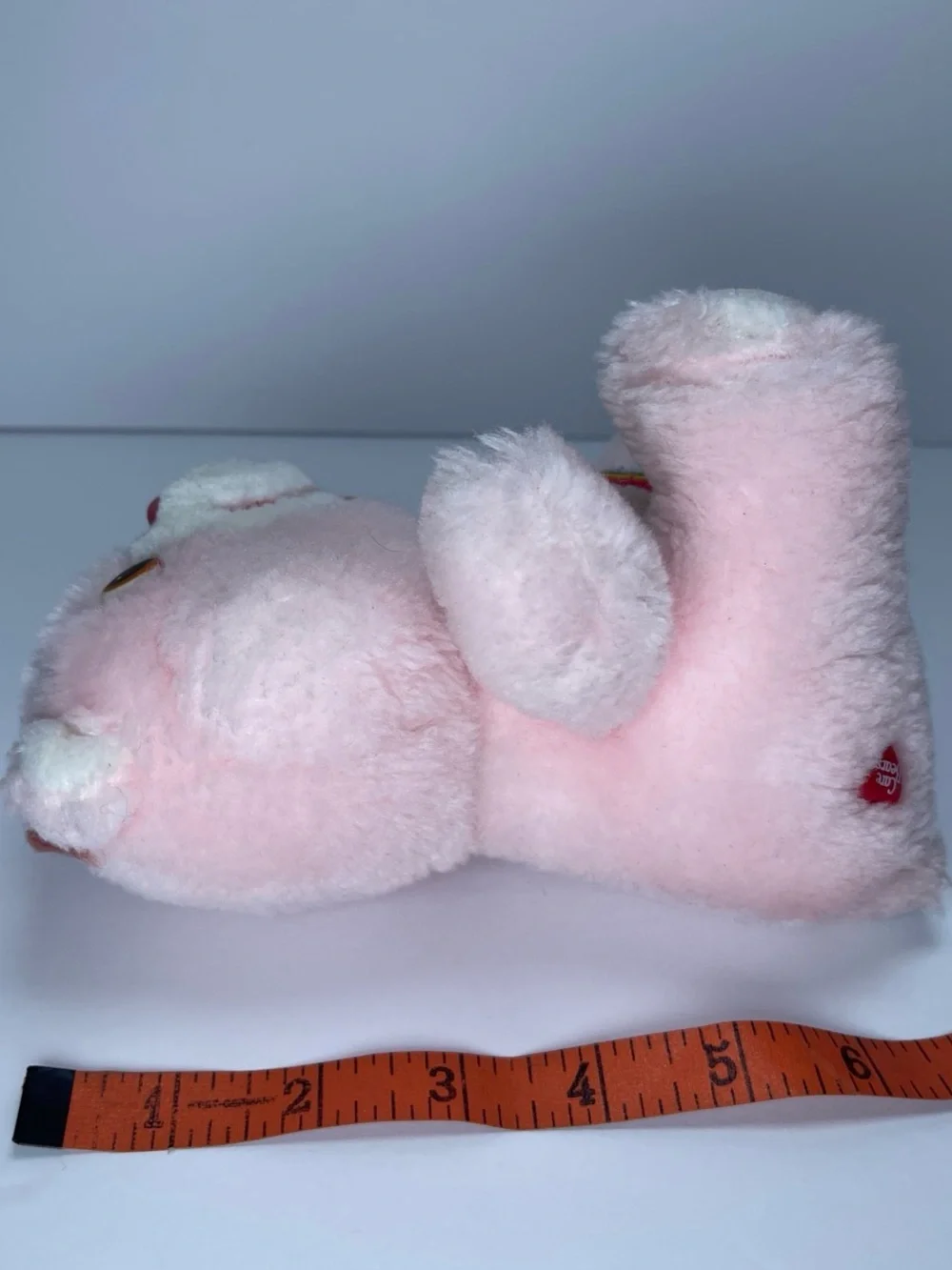 Care Bears Cheer Bear Pink Plush Bear Rainbow Belly 6in Vintage 1983 Bow Loop